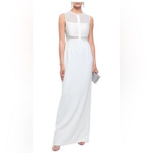 Halston Ivory Paneled Crepe Gown